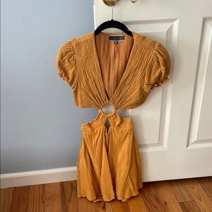 Blue Blush Mustard V-Neck Dress